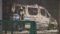 7 Steifenwagen auf Polizeigelände angezündet