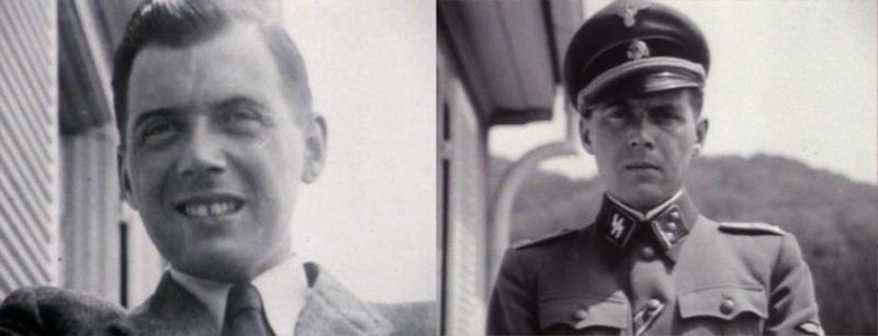 Links Josef Mengele in Freiburg auf dem Balkon des Hauses Sonnhalde 81 im Frühsommer 1940. Rechts als SS-Obersturmführer im August 1942. Fotos: Urheber und Besitzer unbekannt