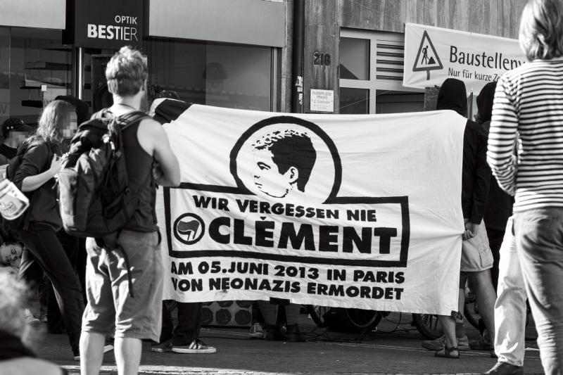 Pour Clément – Kundgebung am 5. Juni 2014 am Bertoldsbrunnen in Freiburg