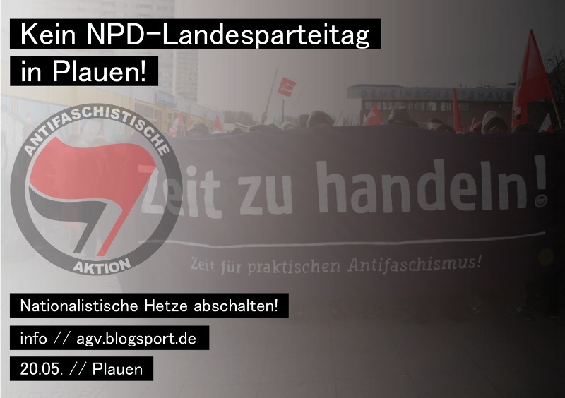 20.05. Plauen – NPD-Landesparteitag verhindern!