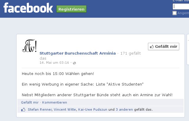 Burschenschaft Arminia Stuttgart mobilisiert