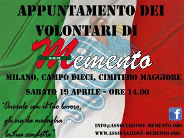 Einladung der faschistischen Associazione Memento (Milano) zur Kranzniederlegung am 19.04.2014