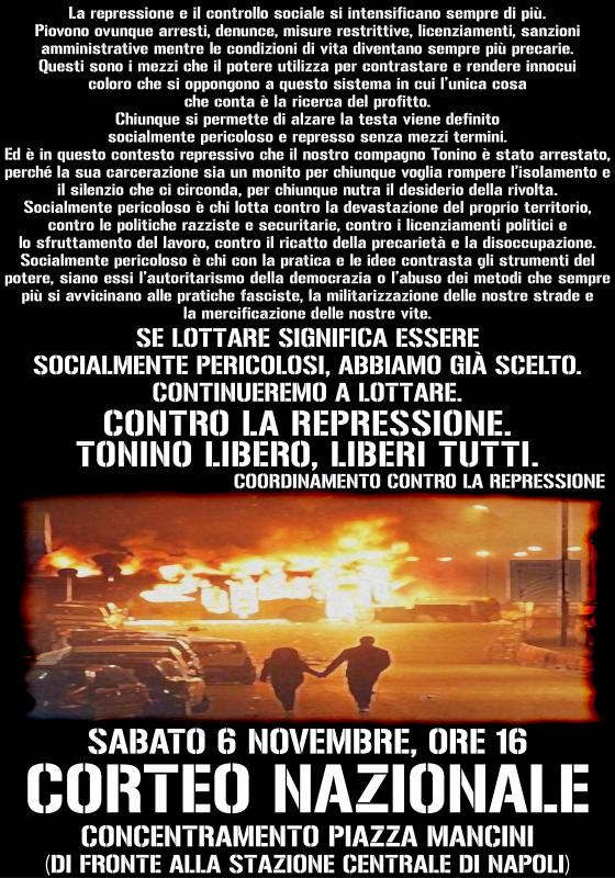 Demoplakat zu Neapel 6.11.2010