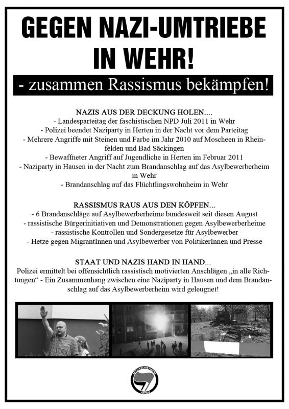 Plakat Gegen Nazi-Umtriebe in Wehr