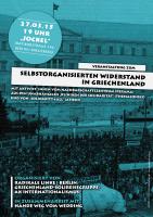 Flyer der Veranstaltung: »Selbstorganisierter Widerstand in Griechenland« - Vorderseite