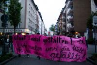 The lead banner at a night demo in Mainz, Germany.