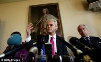 Mr Wilders speaks during a press conference in London