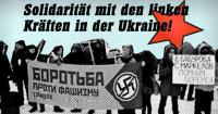Soli-Banner "Solidarität mit den linken Kräften in der Ukraine"