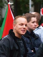 Martin Seelert und Markus Schumacher von der NPD,im August 2006 bei einer antisemitische Kundgebungin Bochum