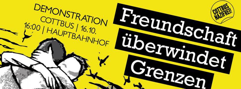 Flyer zur Antifaschistischen Demonstration „Freundschaft überwindet Grenzen“