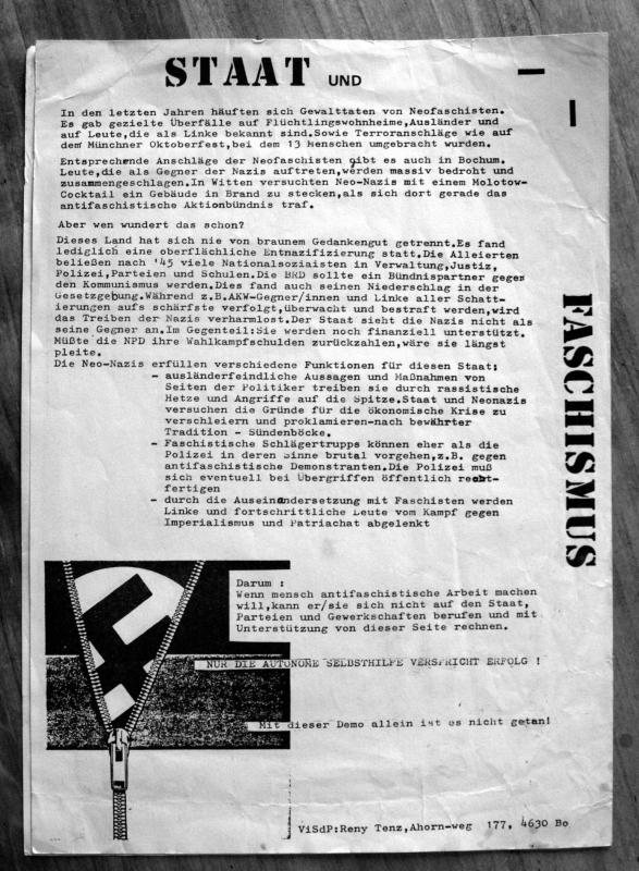 Bochum, Antifa-Flugblatt, Staat und Faschismus (Pauls-Flugi)