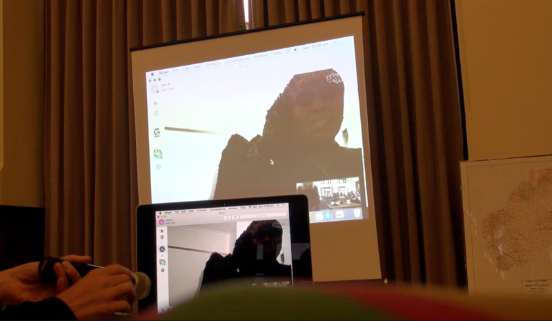 Esther Stanford-Xosei, a barrister with the Pan African Reparations Coalition of Europe, skyping in from London