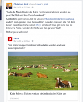 Christian Kott (LKR) hetzt auf Facebook / Zitat "Refkuhgees welcome!"