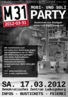 Flyer M31 Mobi- und Soli-Party in Ludwigsburg