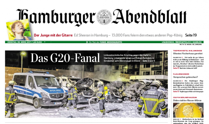 Titelseite - Hamburger Abendblatt am Dienstag, 28. März 2017