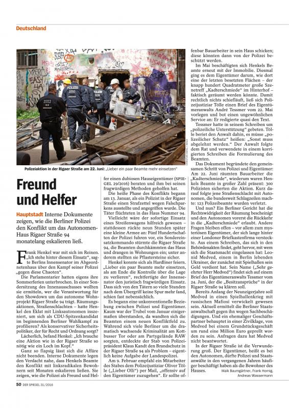 DER SPIEGEL 2016/31: »Freund und Helfer« 