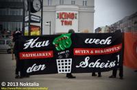 Auftakt-Kundgebung auf dem Antonplatz: Transparent gegen Eric and Sons, Label 23 und Thor Steinar