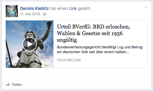 Unter den Posts von Kiebitz finden sich auch Elemente der »Reichsbürger«-Ideologie.