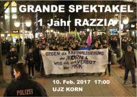 UJZ Kornstrasse: Grande Spektakel 1 Jahr Razzia