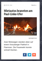 BZ-Ticker: Mietautos brennen am Paul-Linke-Ufer