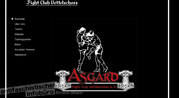 Rechte Symbolik auf der Vereinshomepage?Screenshot der Homepage fightclub-vettelschoss.de