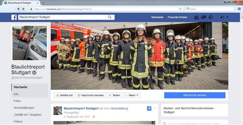 Facebookseite "Blaulichtreport Stuttgart"