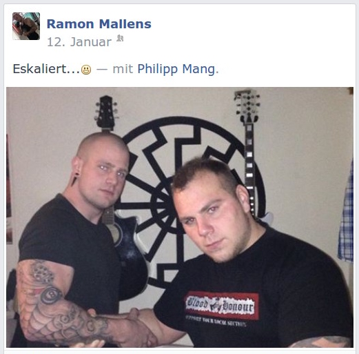 Philipp Mang im „Blood & Honour“-Shirt mit Ramon Mallens im Januar 2014