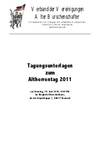 Tagungsunterlagen AHT „Burschentag“ 2011