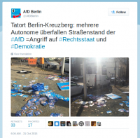 AfD Berlin betrauert auf Twitter ihren Infostand