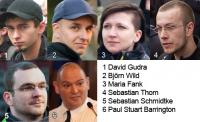 Diese Nazis entfernten die Plakate: David Gudra, Björn Wild, Maria Fank, Sebastian Thom, Sebastian Schmidtke und Paul Stuart Barrington